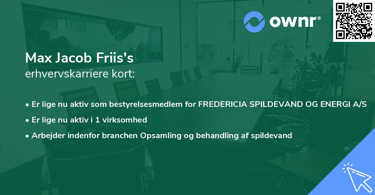 Max Jacob Friis's erhvervskarriere kort