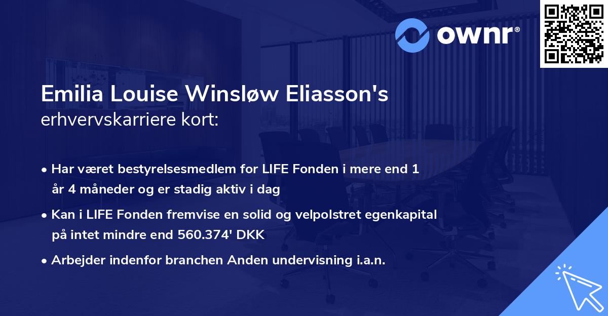 Emilia Louise Winsløw Eliasson's erhvervskarriere kort