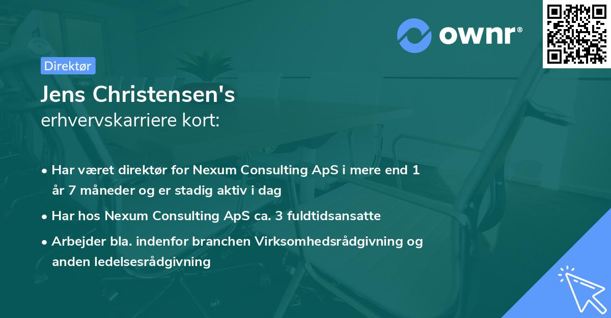 Jens Christensen's erhvervskarriere kort