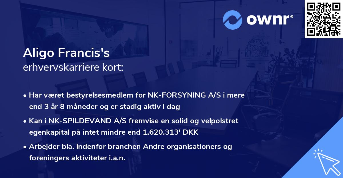 Aligo Francis's erhvervskarriere kort