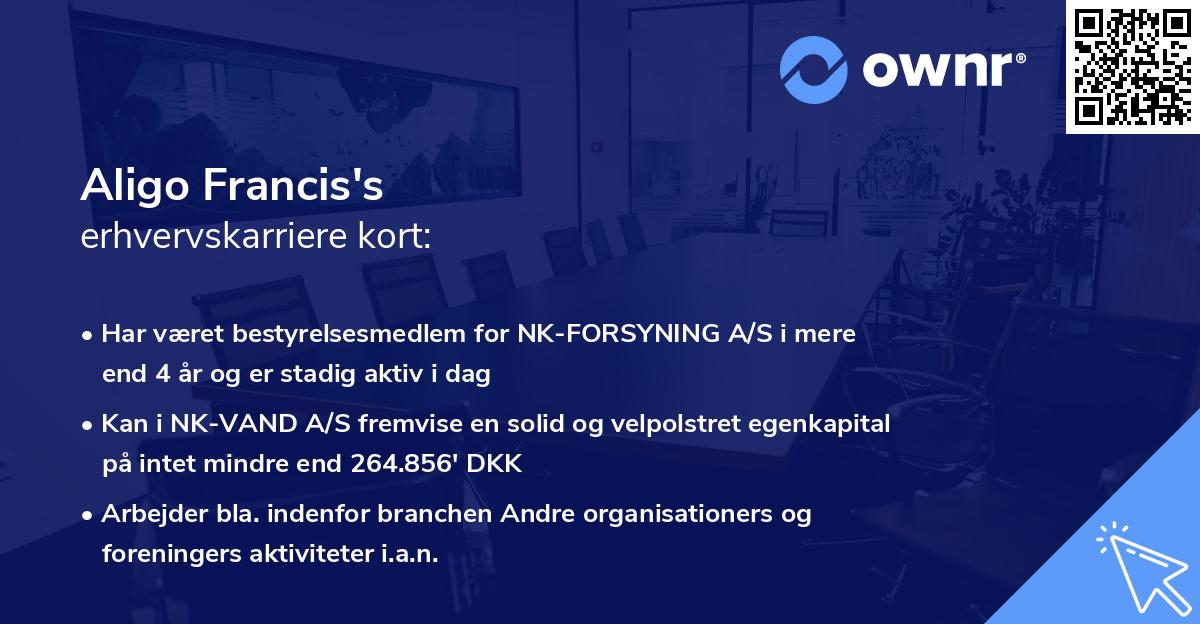 Aligo Francis's erhvervskarriere kort