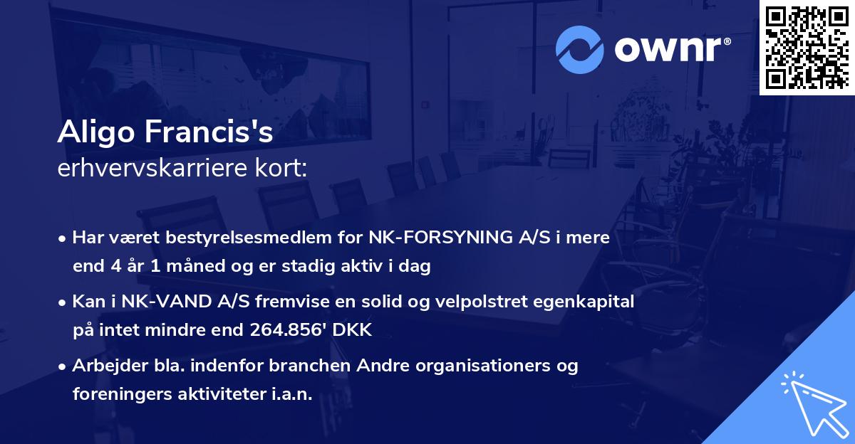 Aligo Francis's erhvervskarriere kort