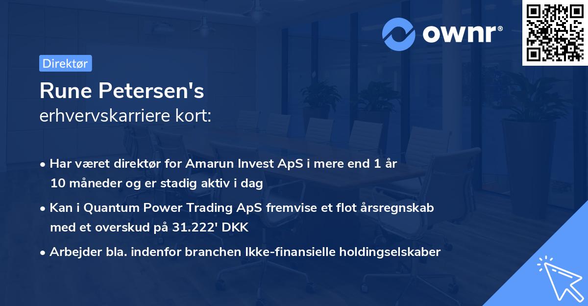 Rune Petersen's erhvervskarriere kort