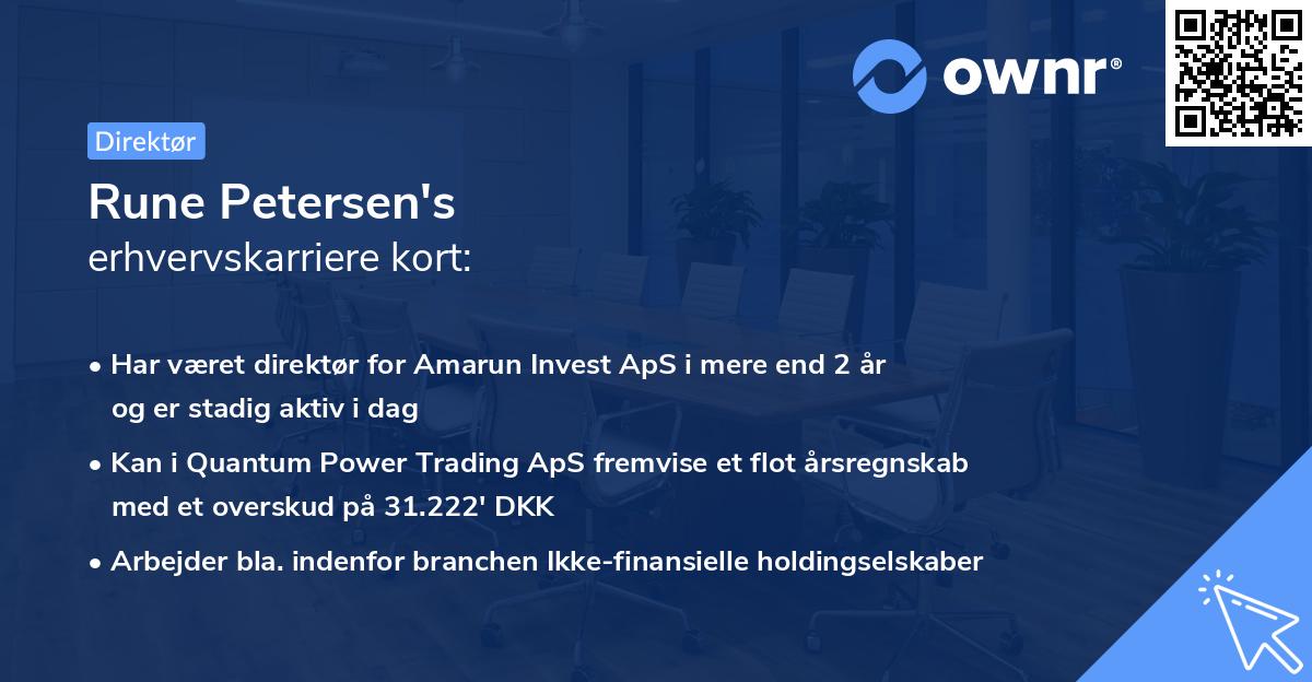 Rune Petersen's erhvervskarriere kort