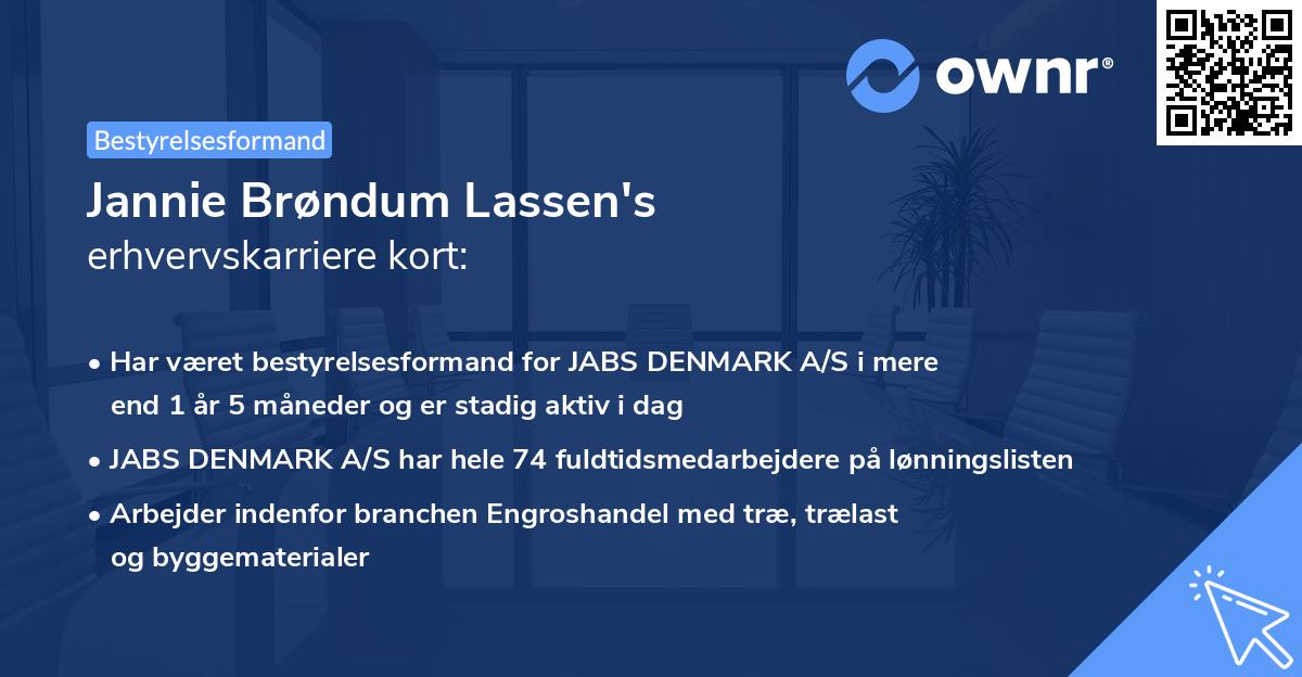 Jannie Brøndum Lassen's erhvervskarriere kort