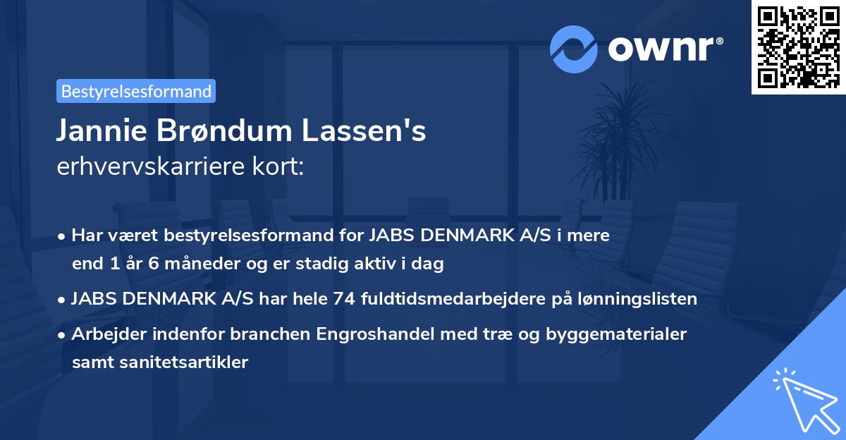 Jannie Brøndum Lassen's erhvervskarriere kort