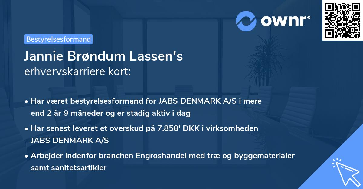 Jannie Brøndum Lassen's erhvervskarriere kort