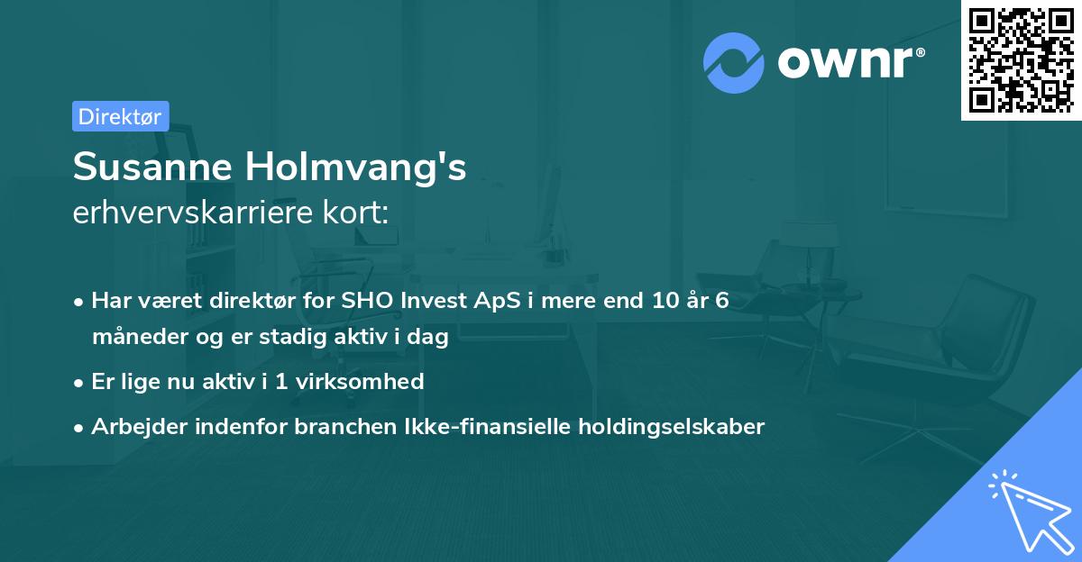 Susanne Holmvang's erhvervskarriere kort