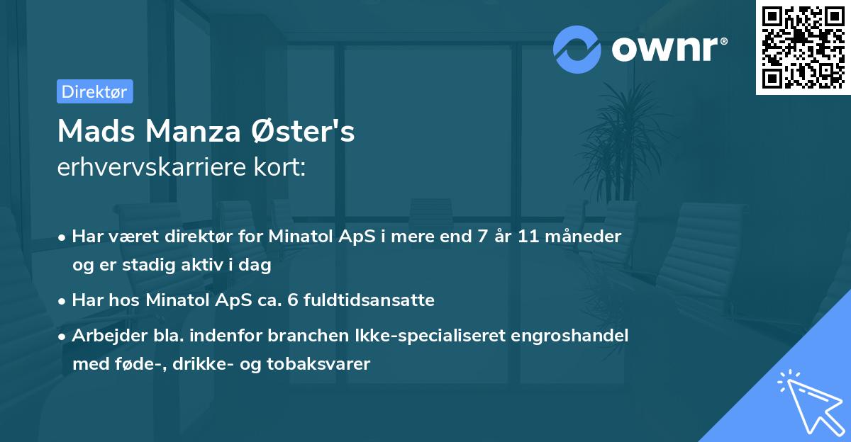 Mads Manza Øster's erhvervskarriere kort