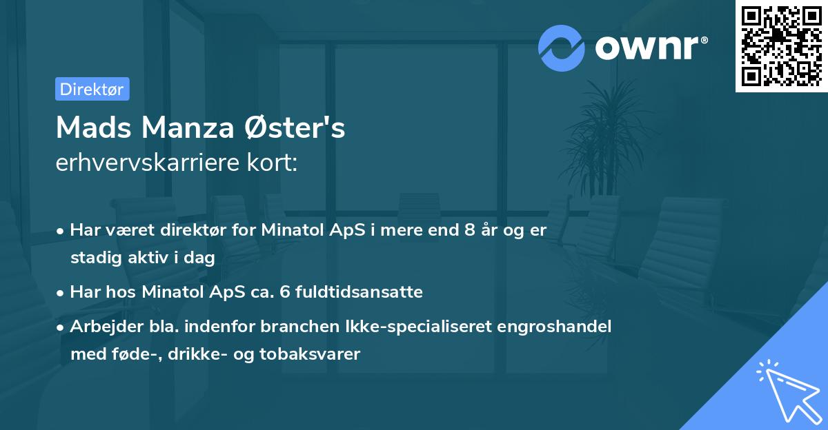 Mads Manza Øster's erhvervskarriere kort