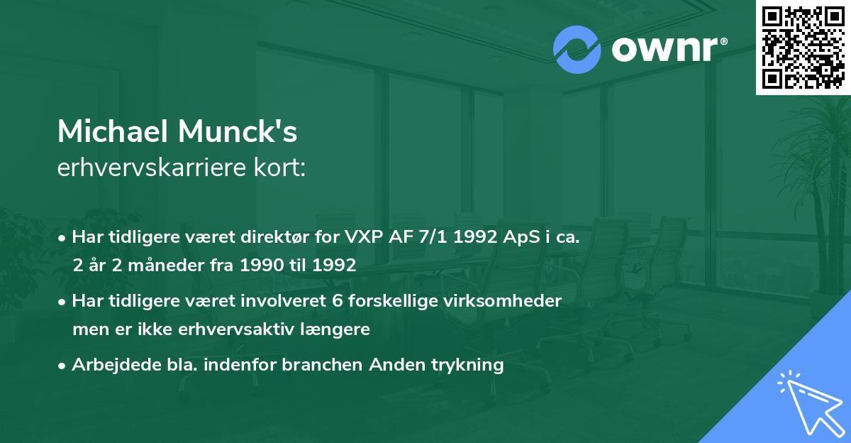 Michael Munck's erhvervskarriere kort