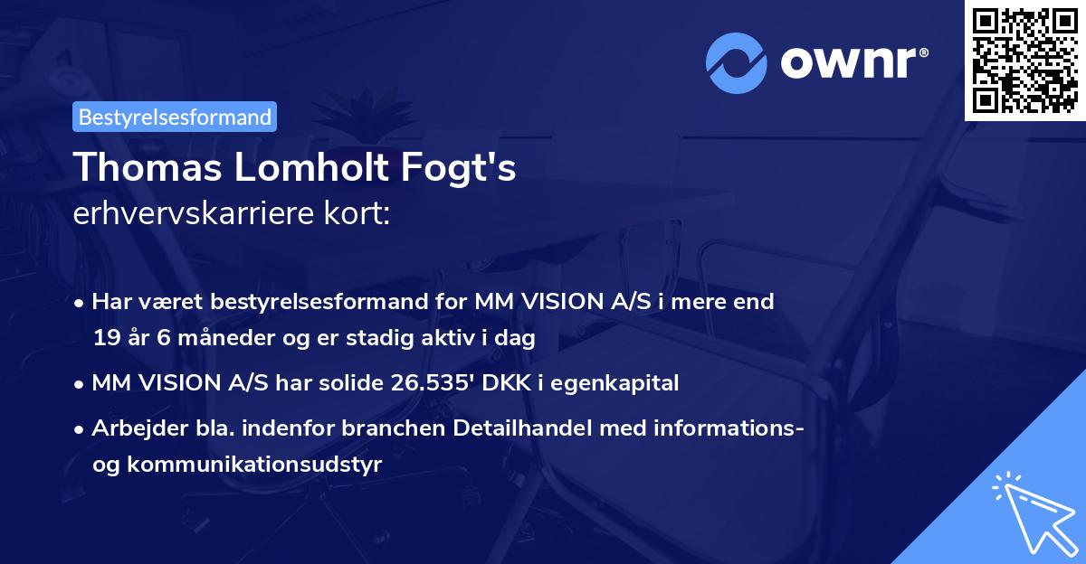 Thomas Lomholt Fogt's erhvervskarriere kort