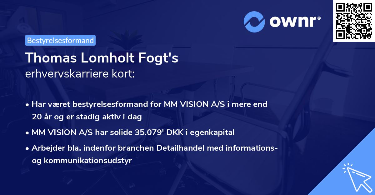 Thomas Lomholt Fogt's erhvervskarriere kort