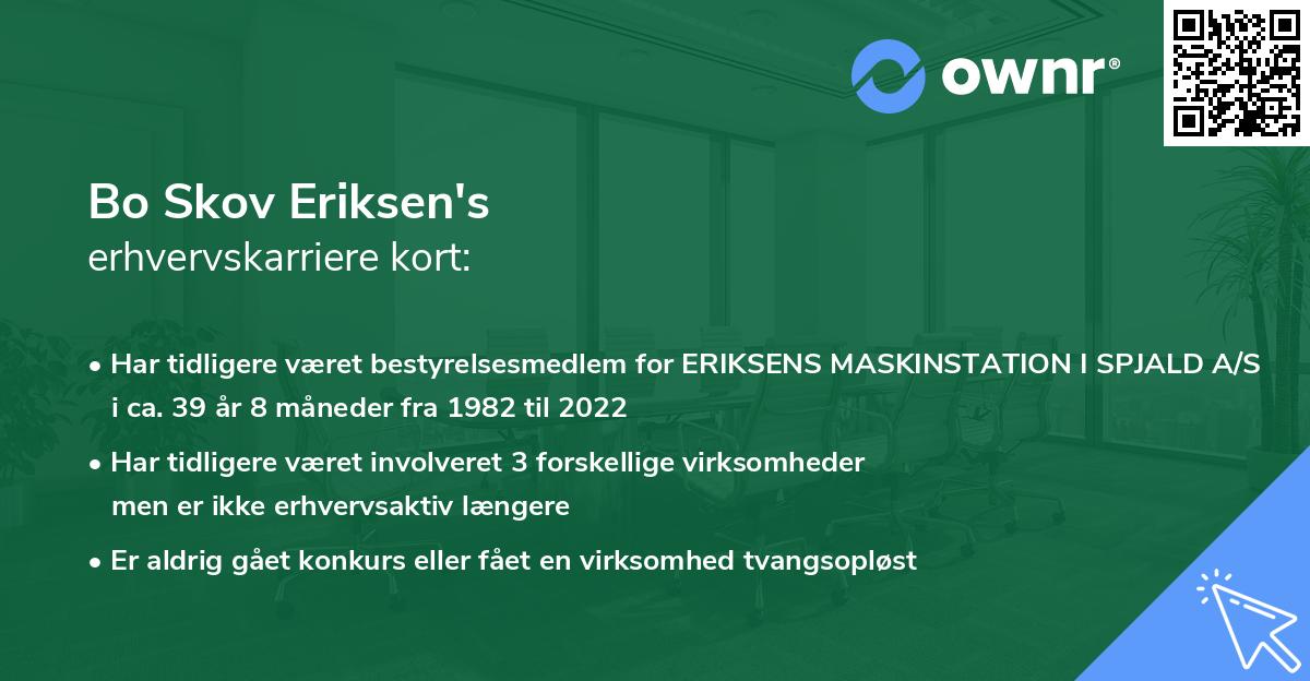 Bo Skov Eriksen's erhvervskarriere kort