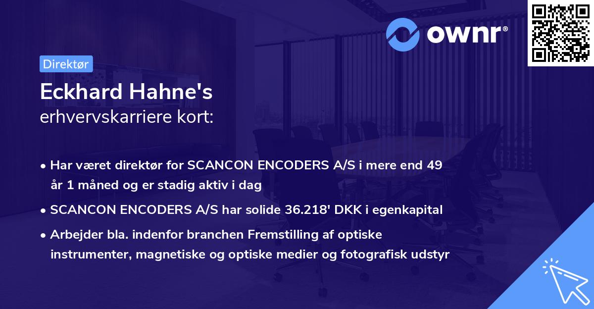 Eckhard Hahne's erhvervskarriere kort