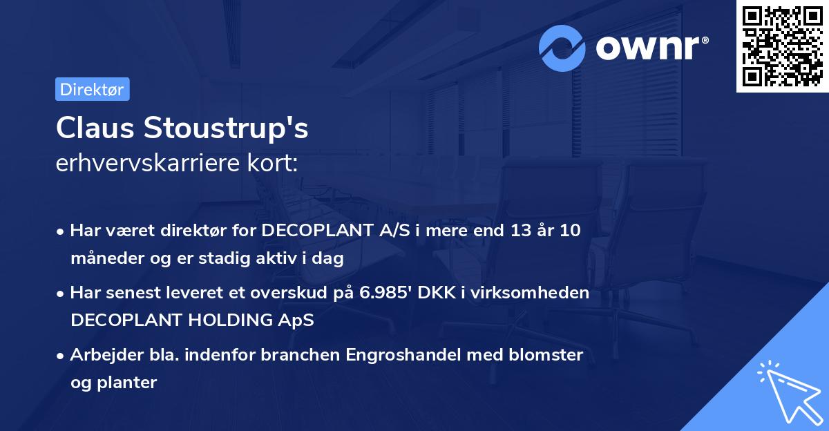 Claus Stoustrup's erhvervskarriere kort