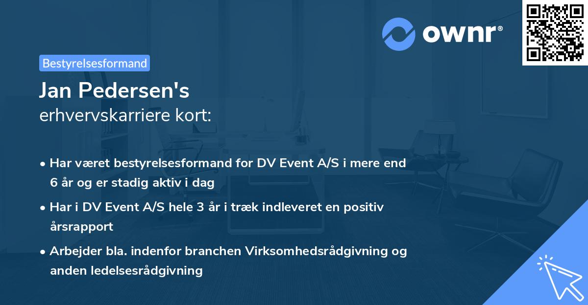 Jan Pedersen's erhvervskarriere kort