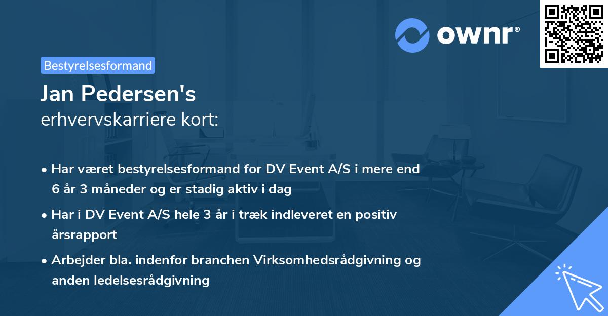 Jan Pedersen's erhvervskarriere kort
