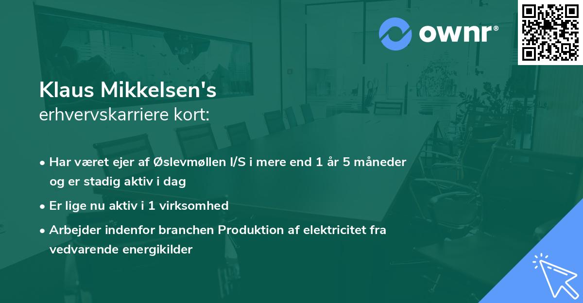 Klaus Mikkelsen's erhvervskarriere kort