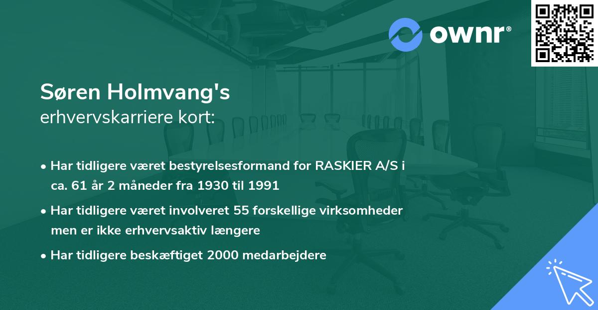 Søren Holmvang's erhvervskarriere kort