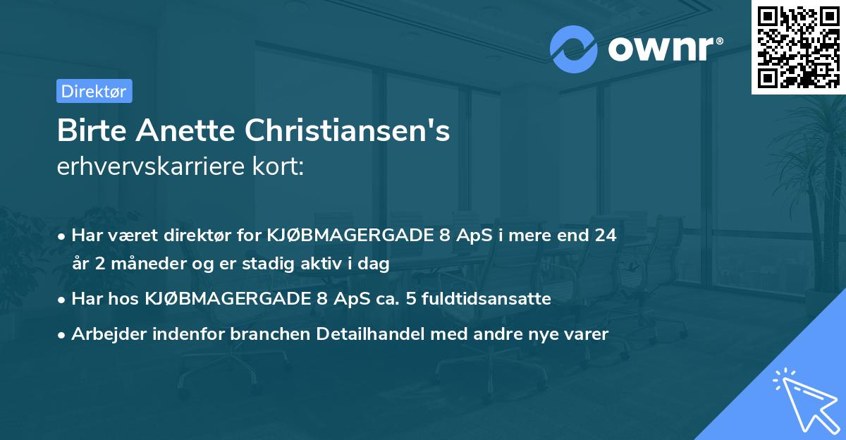 Birte Anette Christiansen's erhvervskarriere kort