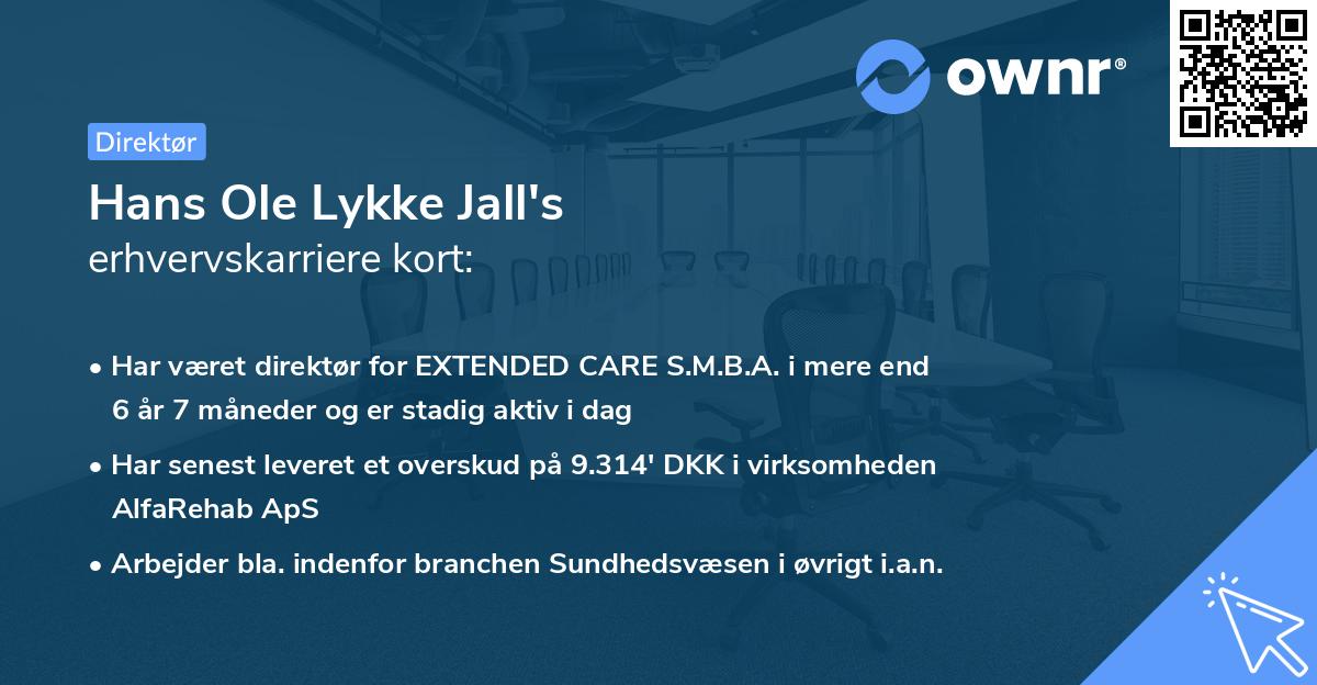 Hans Ole Lykke Jall's erhvervskarriere kort