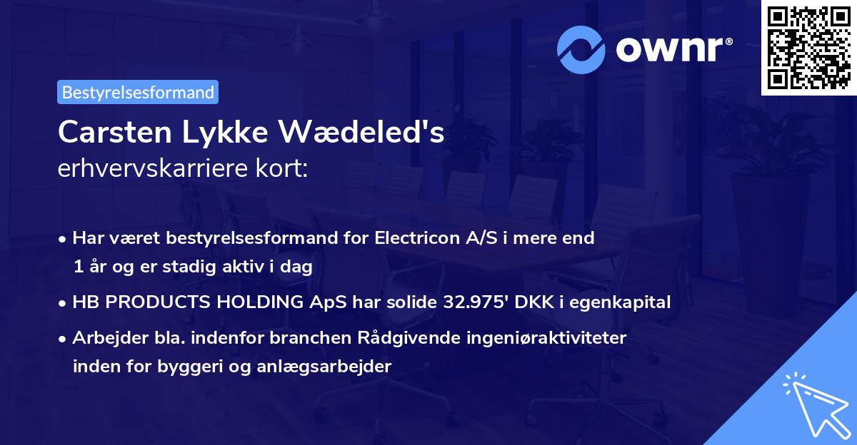 Carsten Lykke Wædeled's erhvervskarriere kort