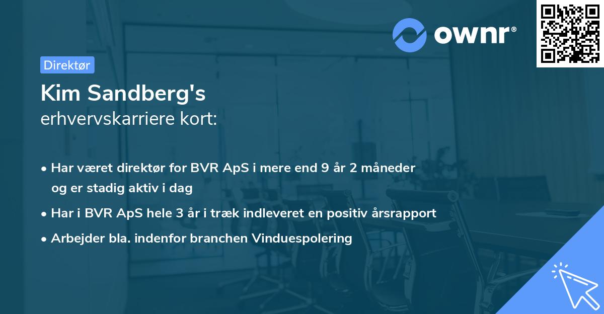 Kim Sandberg's erhvervskarriere kort