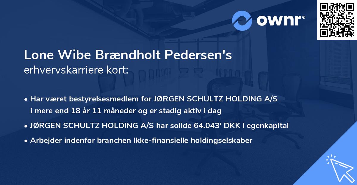 Lone Wibe Brændholt Pedersen's erhvervskarriere kort