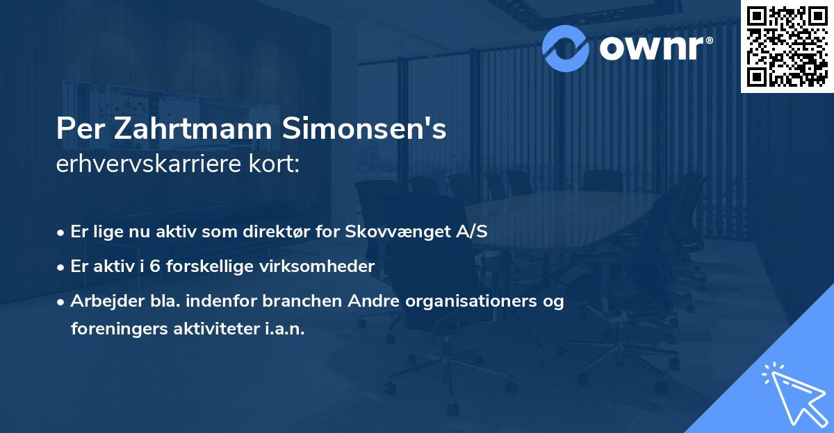 Per Zahrtmann Simonsen's erhvervskarriere kort