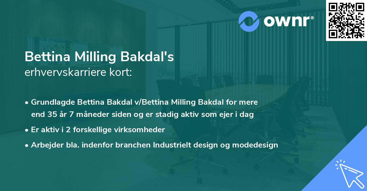 Bettina Milling Bakdal's erhvervskarriere kort