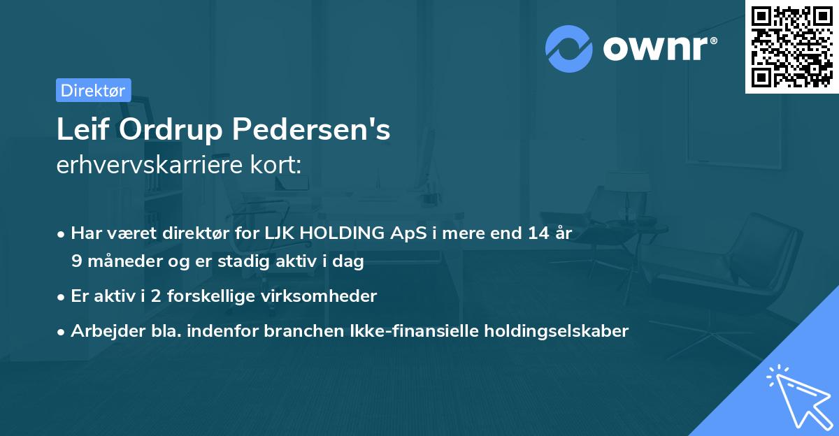 Leif Ordrup Pedersen's erhvervskarriere kort