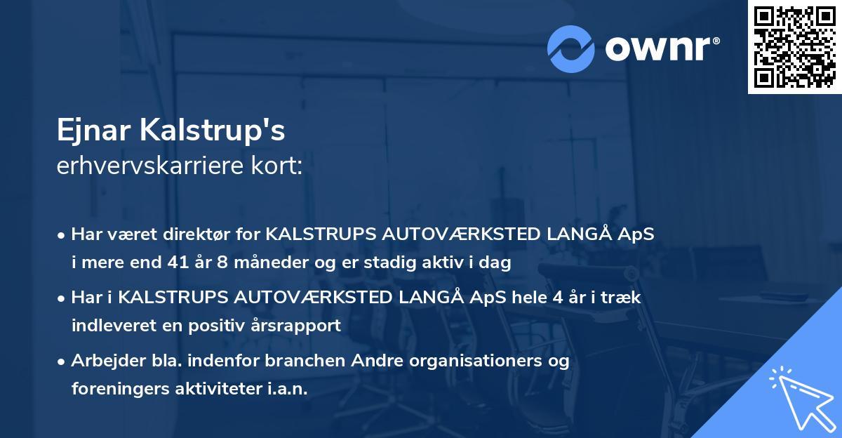 Ejnar Kalstrup's erhvervskarriere kort