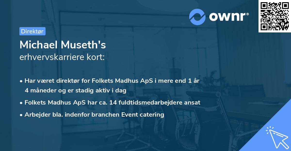 Michael Museth's erhvervskarriere kort