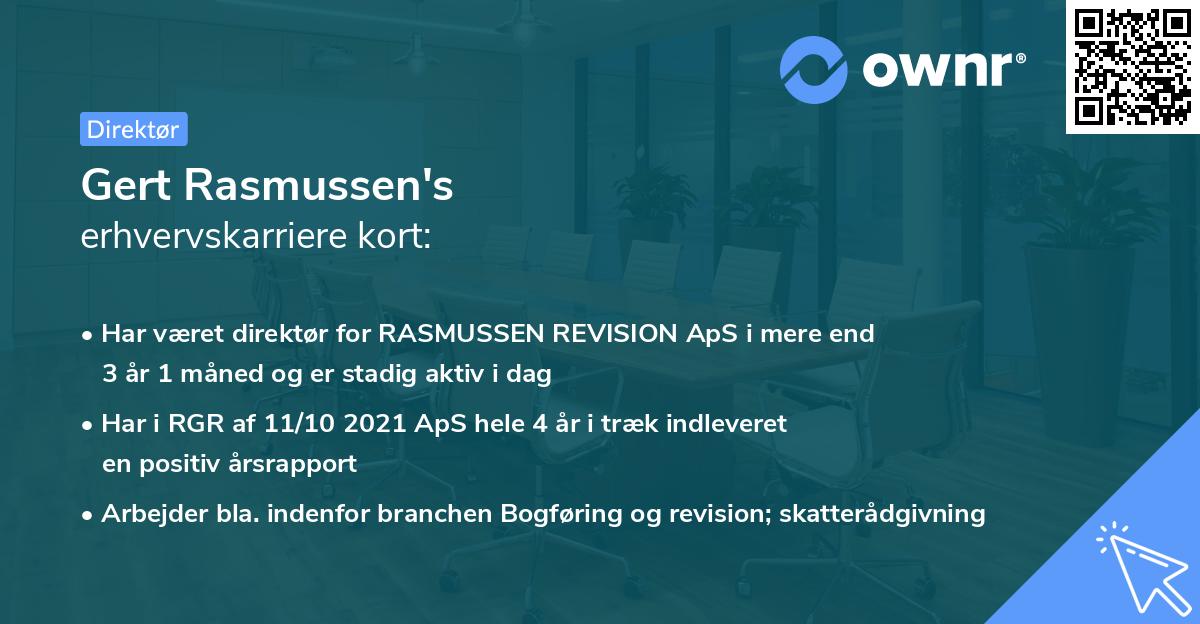 Gert Rasmussen's erhvervskarriere kort