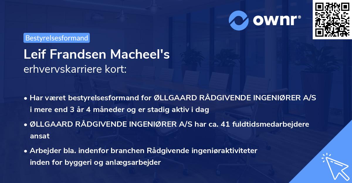 Leif Frandsen Macheel's erhvervskarriere kort