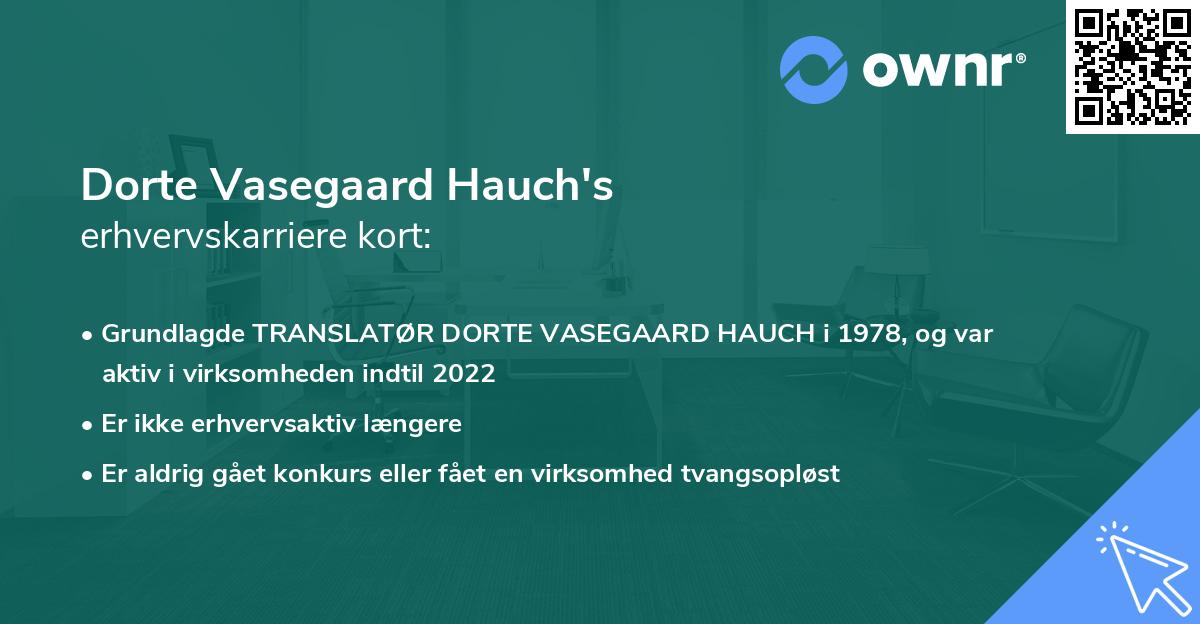 Dorte Vasegaard Hauch's erhvervskarriere kort