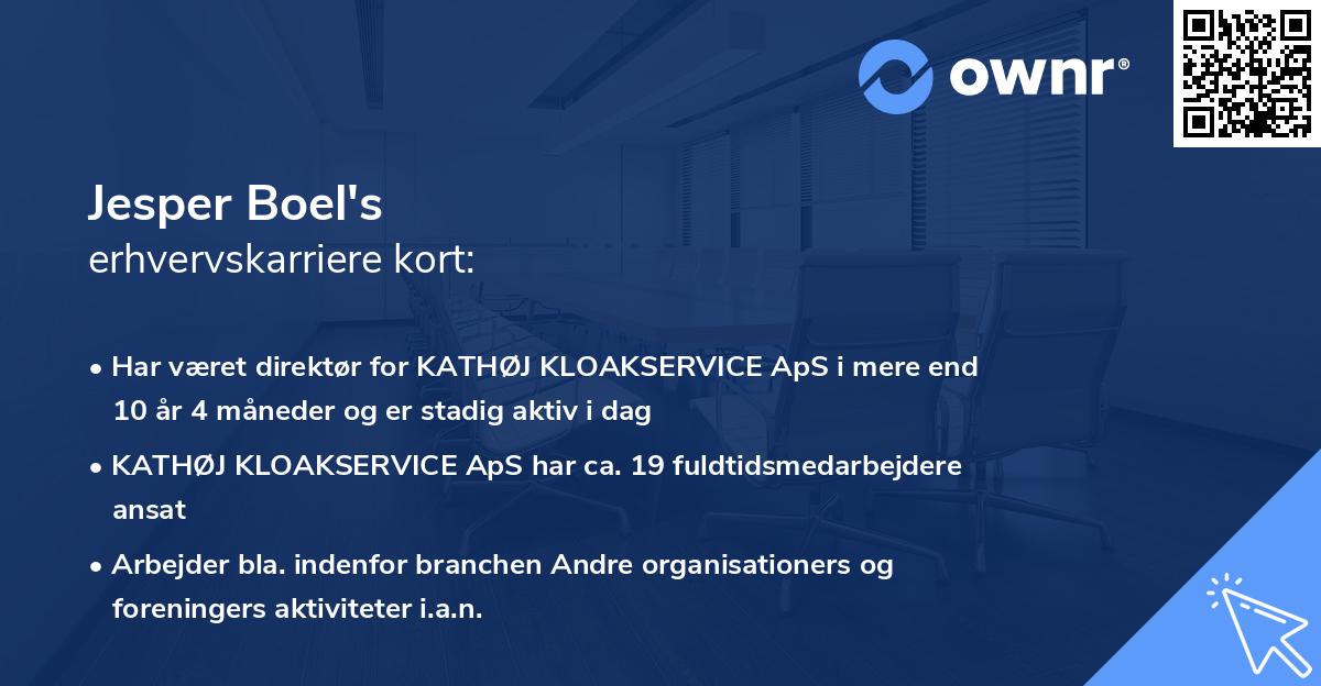 Jesper Boel's erhvervskarriere kort