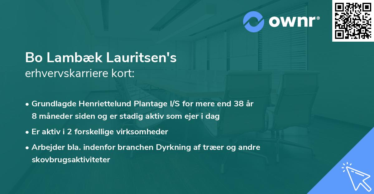 Bo Lambæk Lauritsen's erhvervskarriere kort