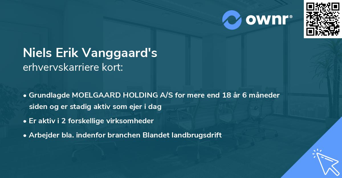 Niels Erik Vanggaard's erhvervskarriere kort