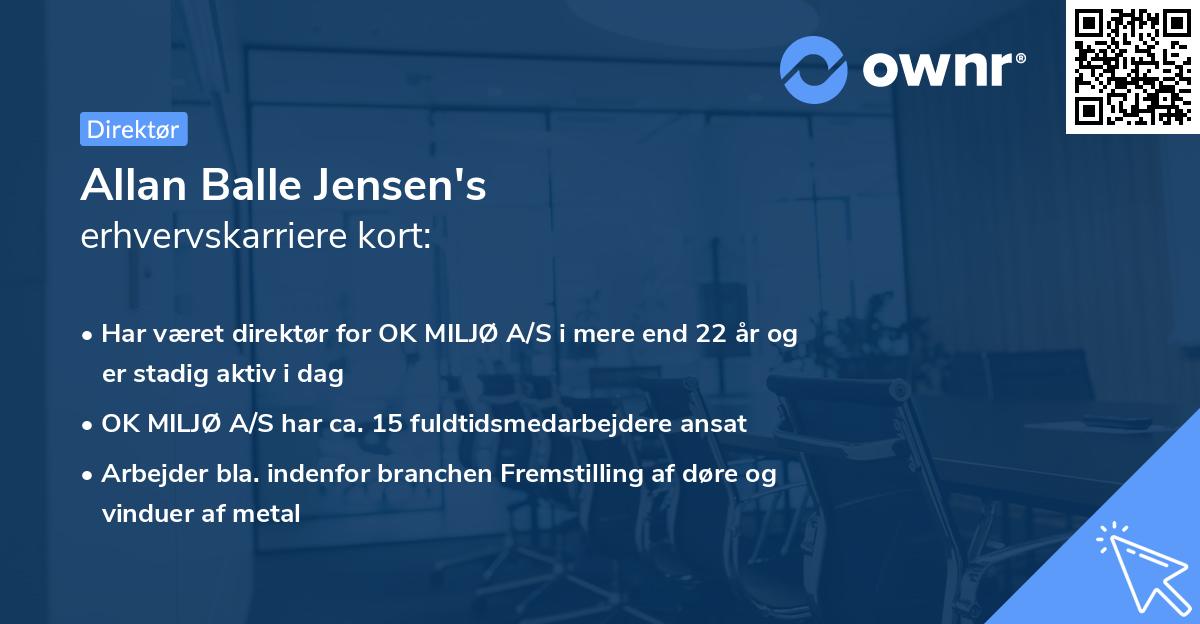 Allan Balle Jensen's erhvervskarriere kort