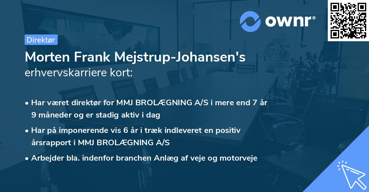 Morten Frank Mejstrup-Johansen's erhvervskarriere kort