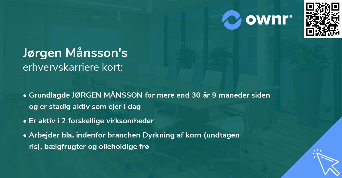 Jørgen Månsson's erhvervskarriere kort