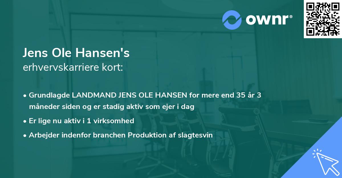 Jens Ole Hansen's erhvervskarriere kort