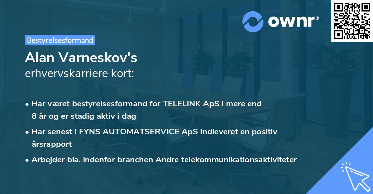 Alan Varneskov's erhvervskarriere kort