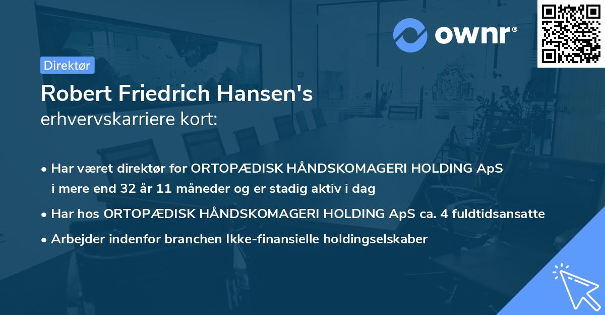 Robert Friedrich Hansen's erhvervskarriere kort