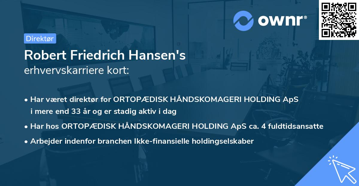 Robert Friedrich Hansen's erhvervskarriere kort