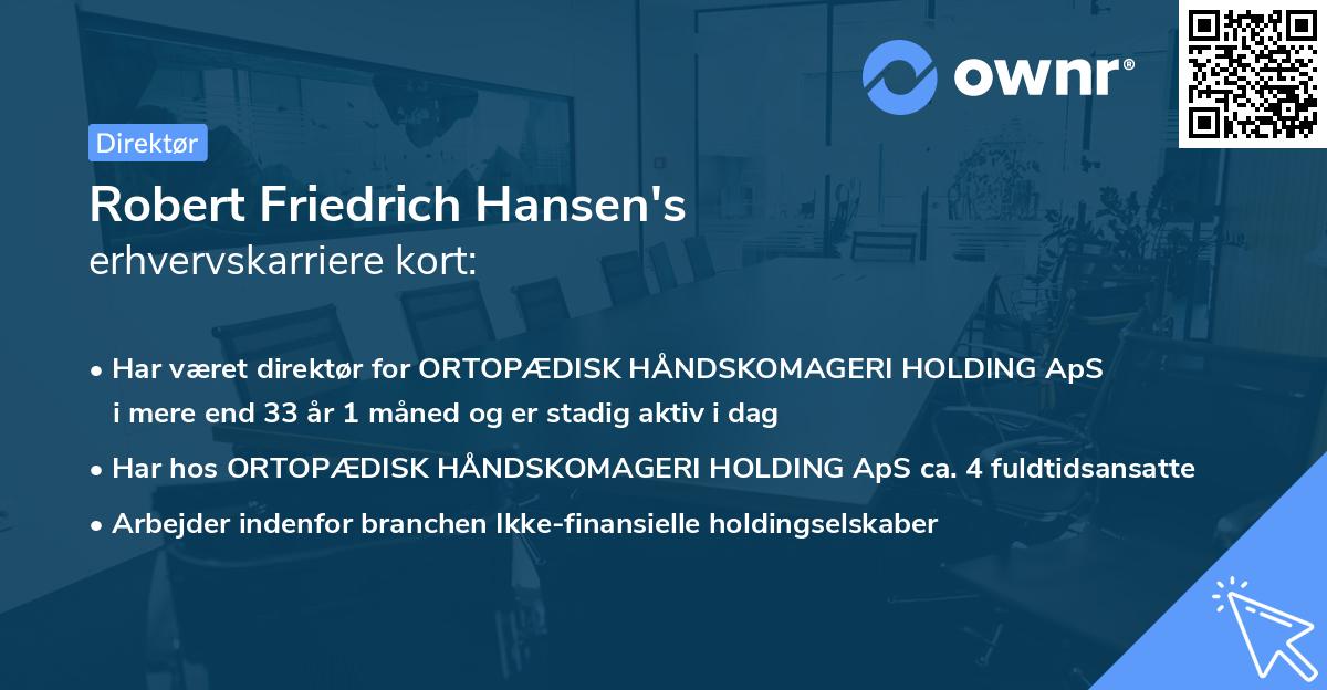 Robert Friedrich Hansen's erhvervskarriere kort