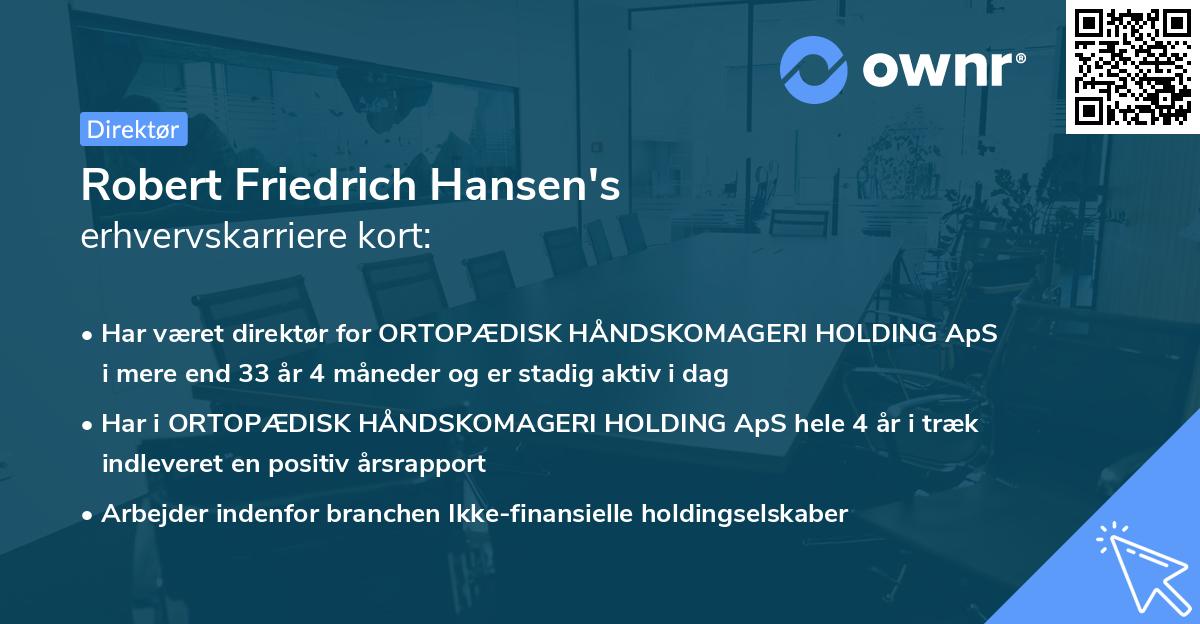 Robert Friedrich Hansen's erhvervskarriere kort