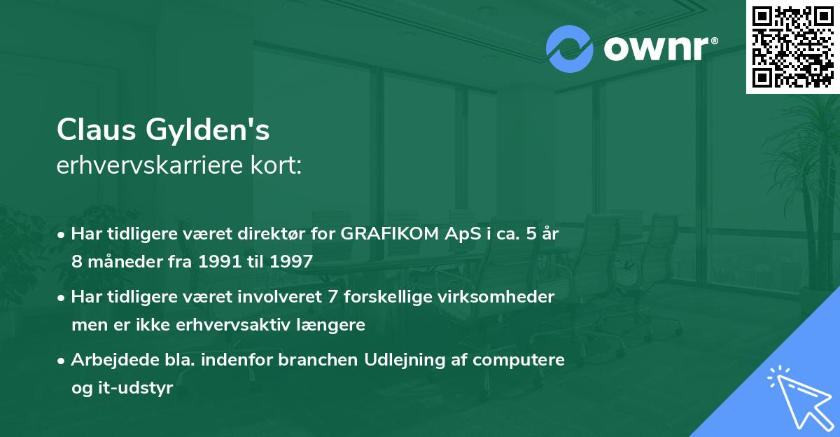 Claus Gylden's erhvervskarriere kort